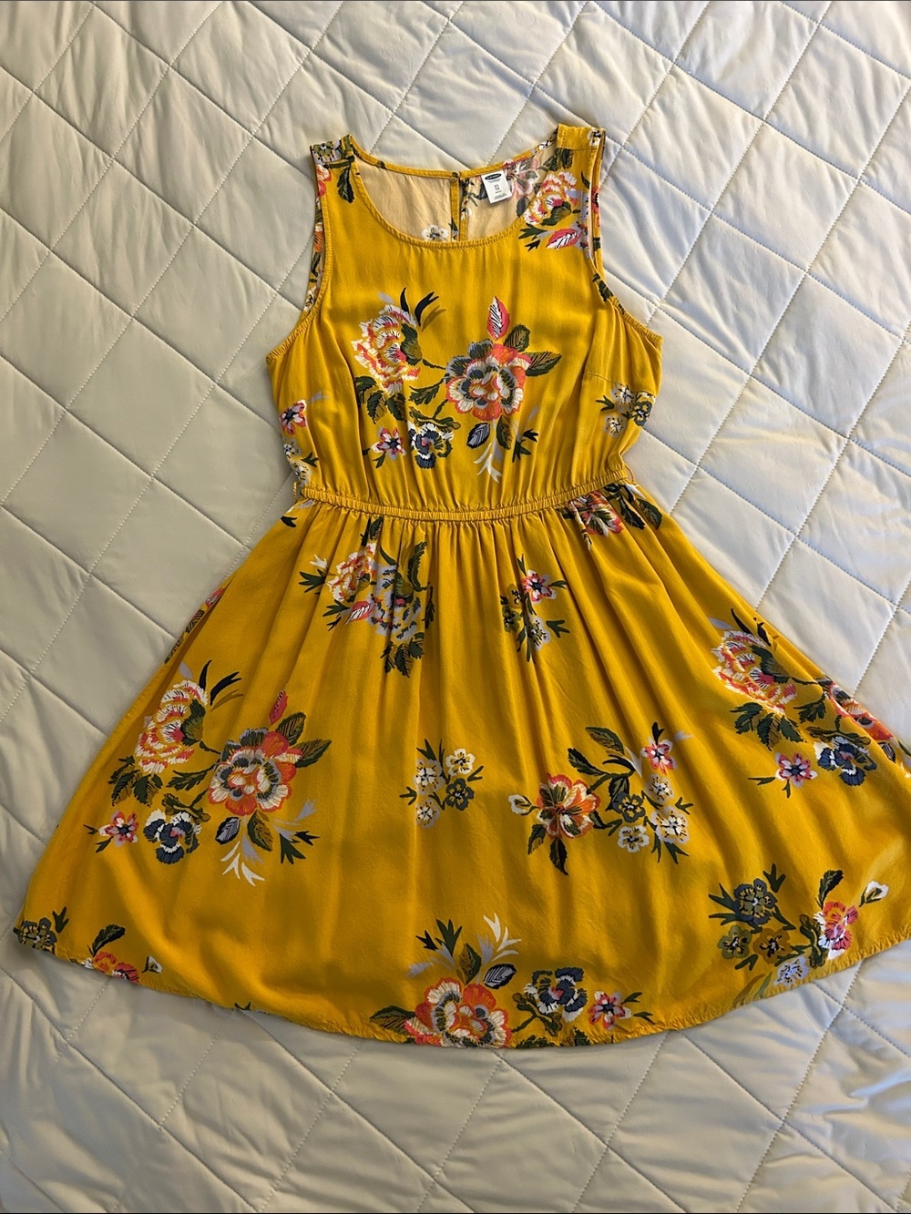 Old Navy Mustard Yellow Floral Sleeveless Mini Dress